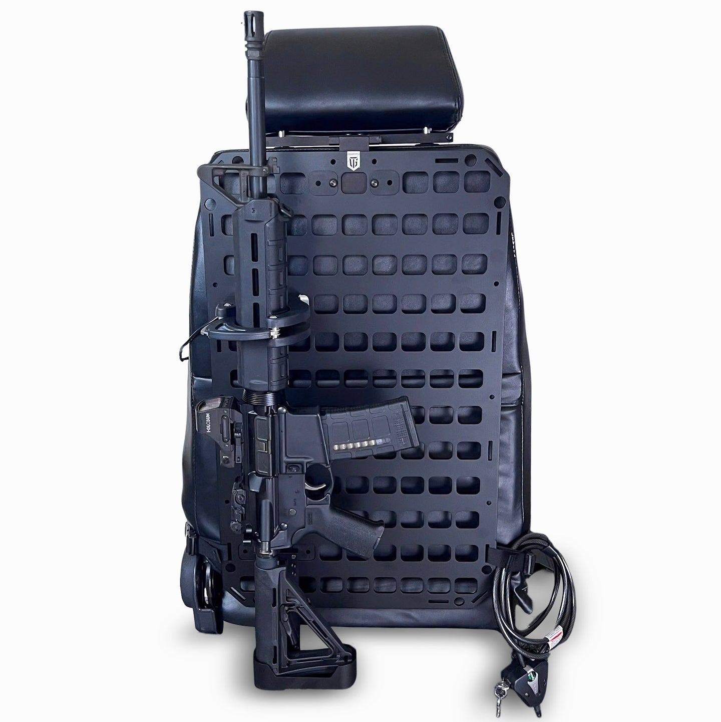 Truck Gun Rack Set Of 2 - Adjustable Seat Back Rifle Holder With Storage Pockets