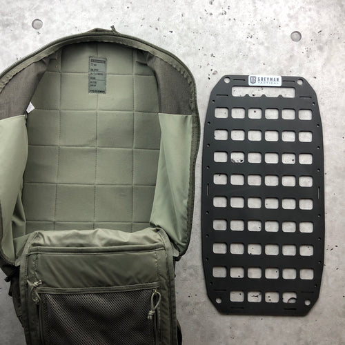 attach molle backpack and laptop backpack Grey Man Tactical 10.75 x 21 Rigid MOLLE Panel Black 000162
