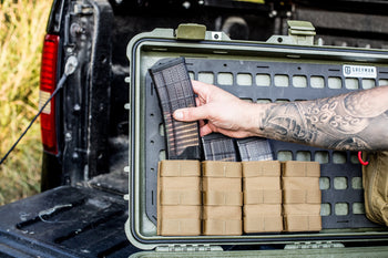 molle pouches and ammo on the lid of the pelican case, Pelican Lid Organizer
