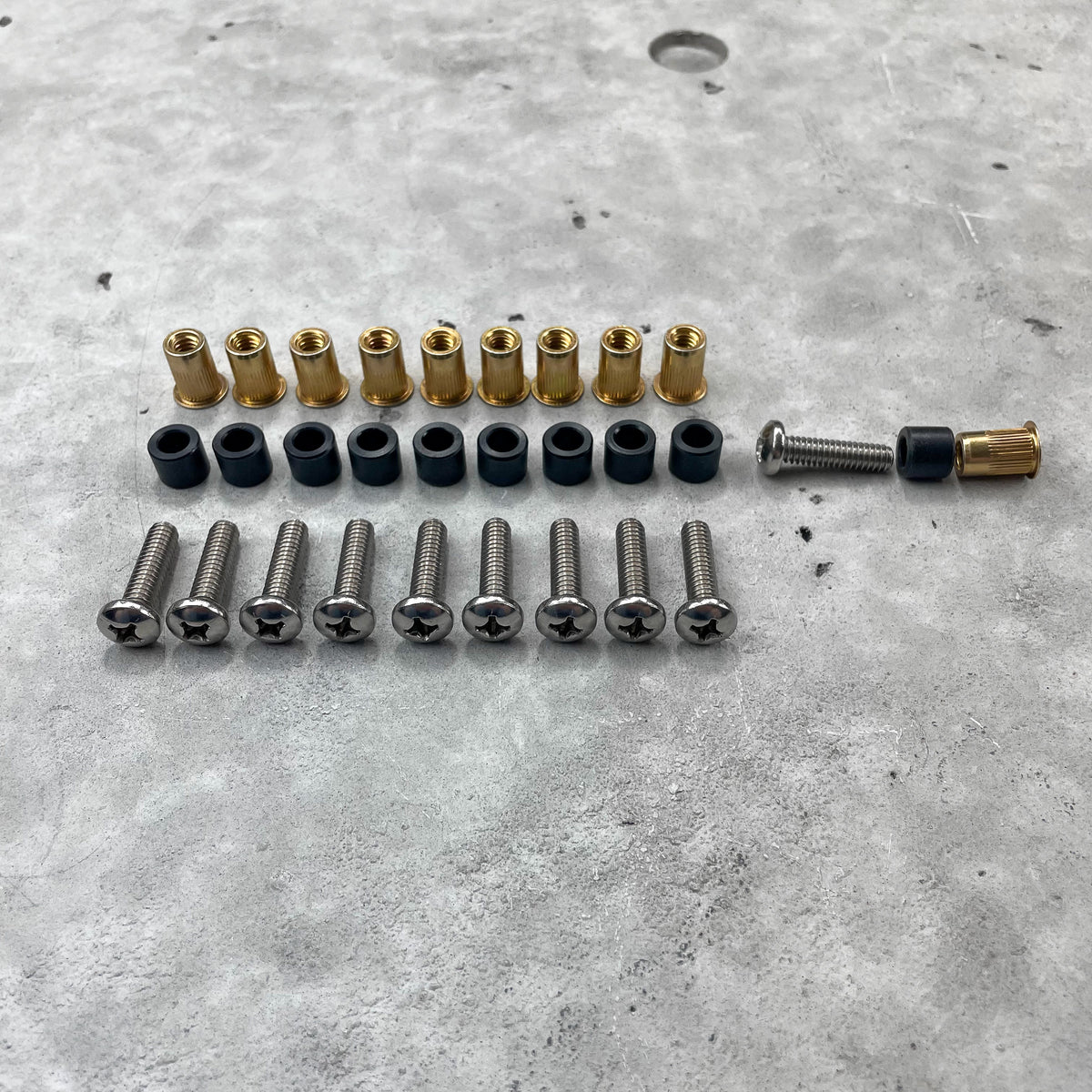 RMP Fastening Kit™ - Threaded Rivet Nuts + Nylon Spacers + Bolts